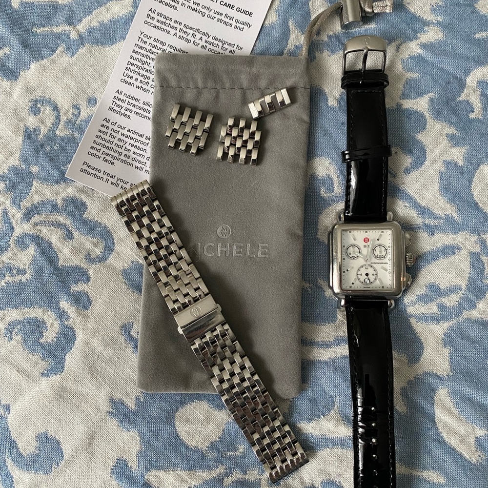Two (2) Michele Deco Watches (One Set - Face & Two Bands)